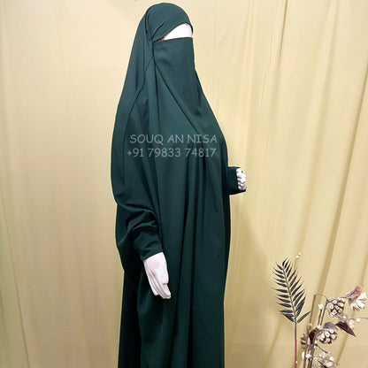 Hunter Green Jilbab With Plain Sleeves