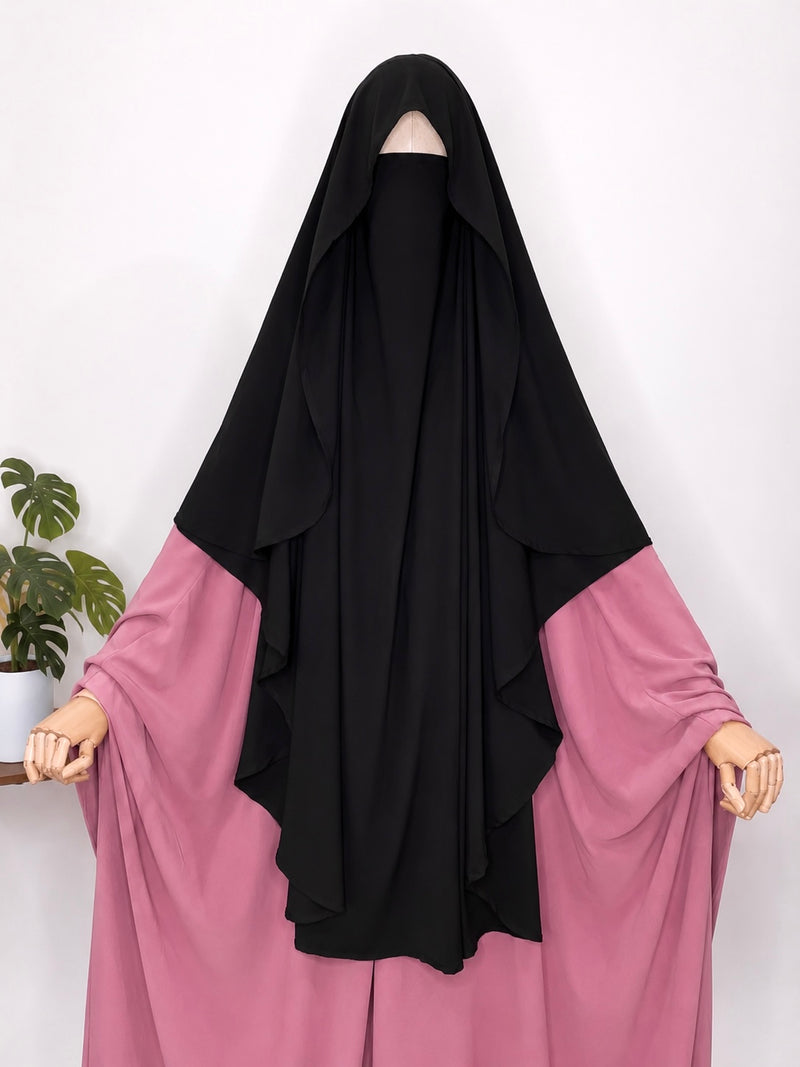 Black Flap Round Khimar