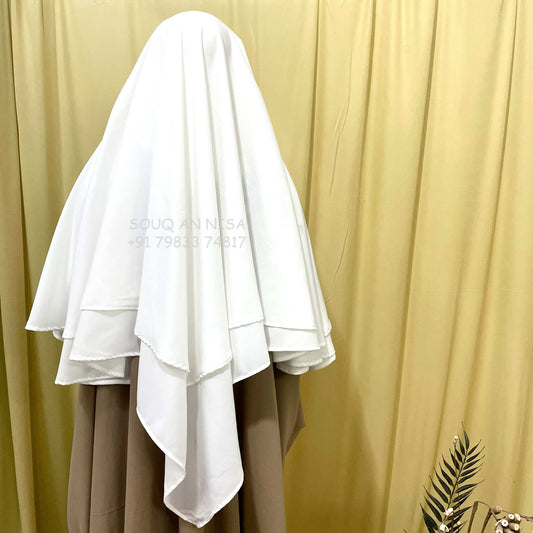 Two Layers White Diamond Khimar