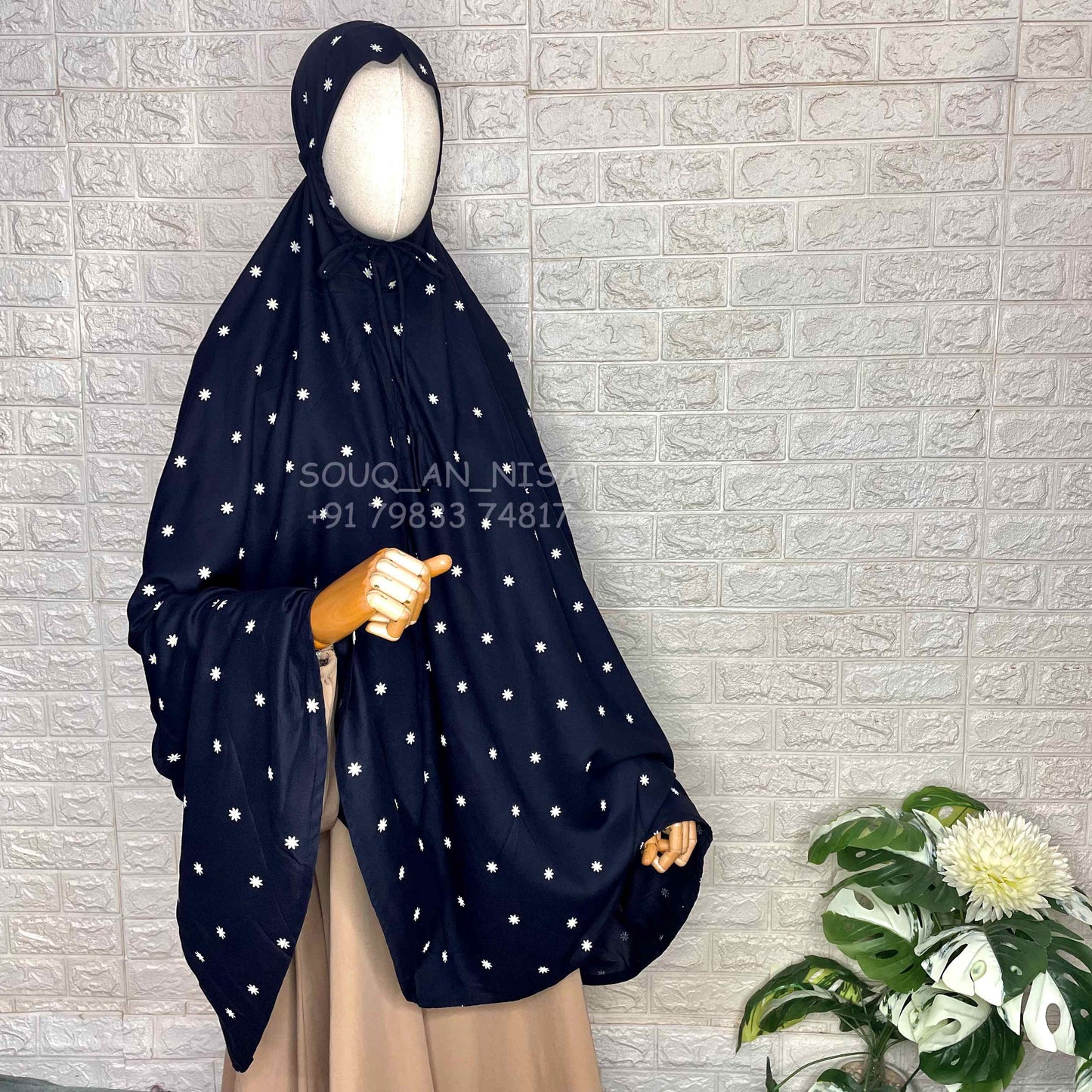 Navy Blue Rayon Cotton Salah Khimar