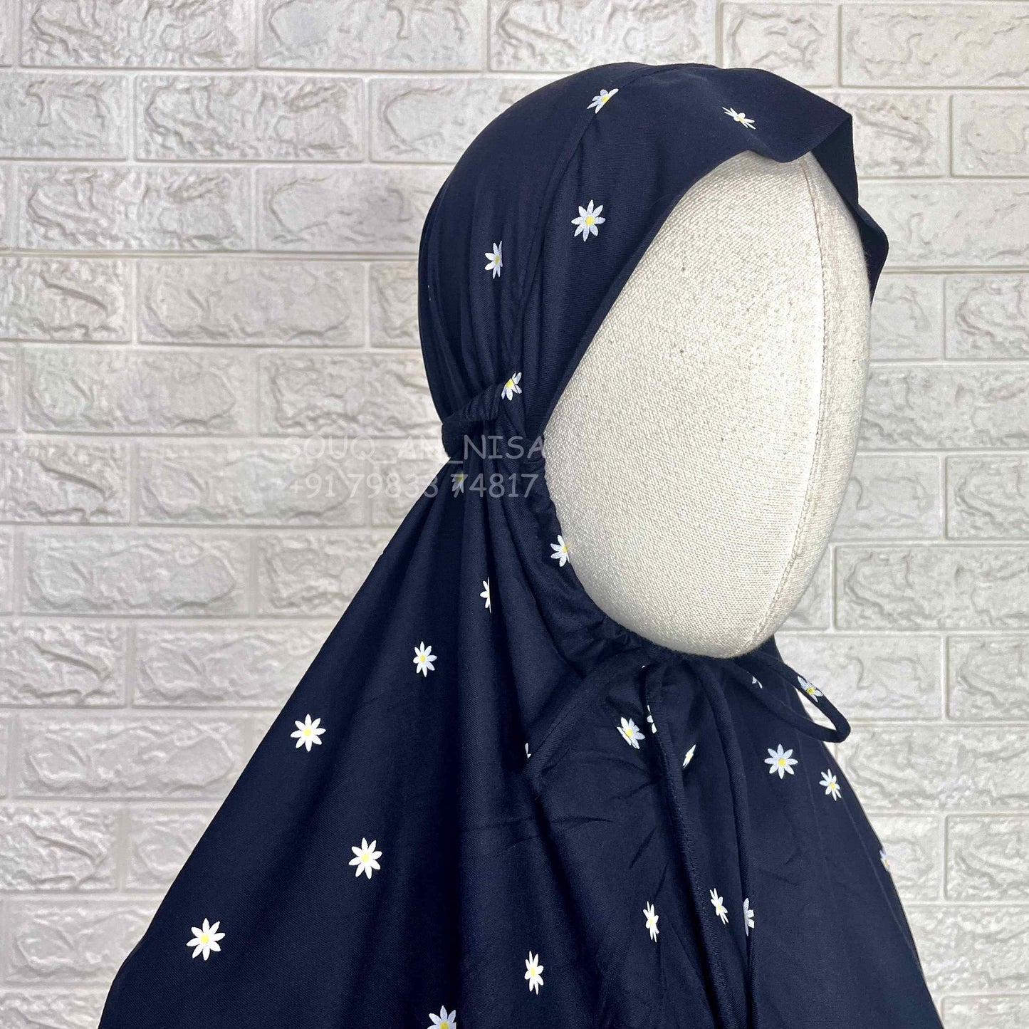 Navy Blue Rayon Cotton Salah Khimar