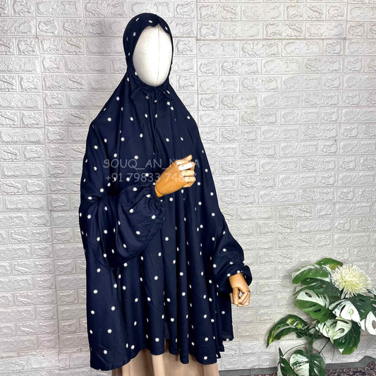 Navy Blue Rayon Cotton Salah Khimar