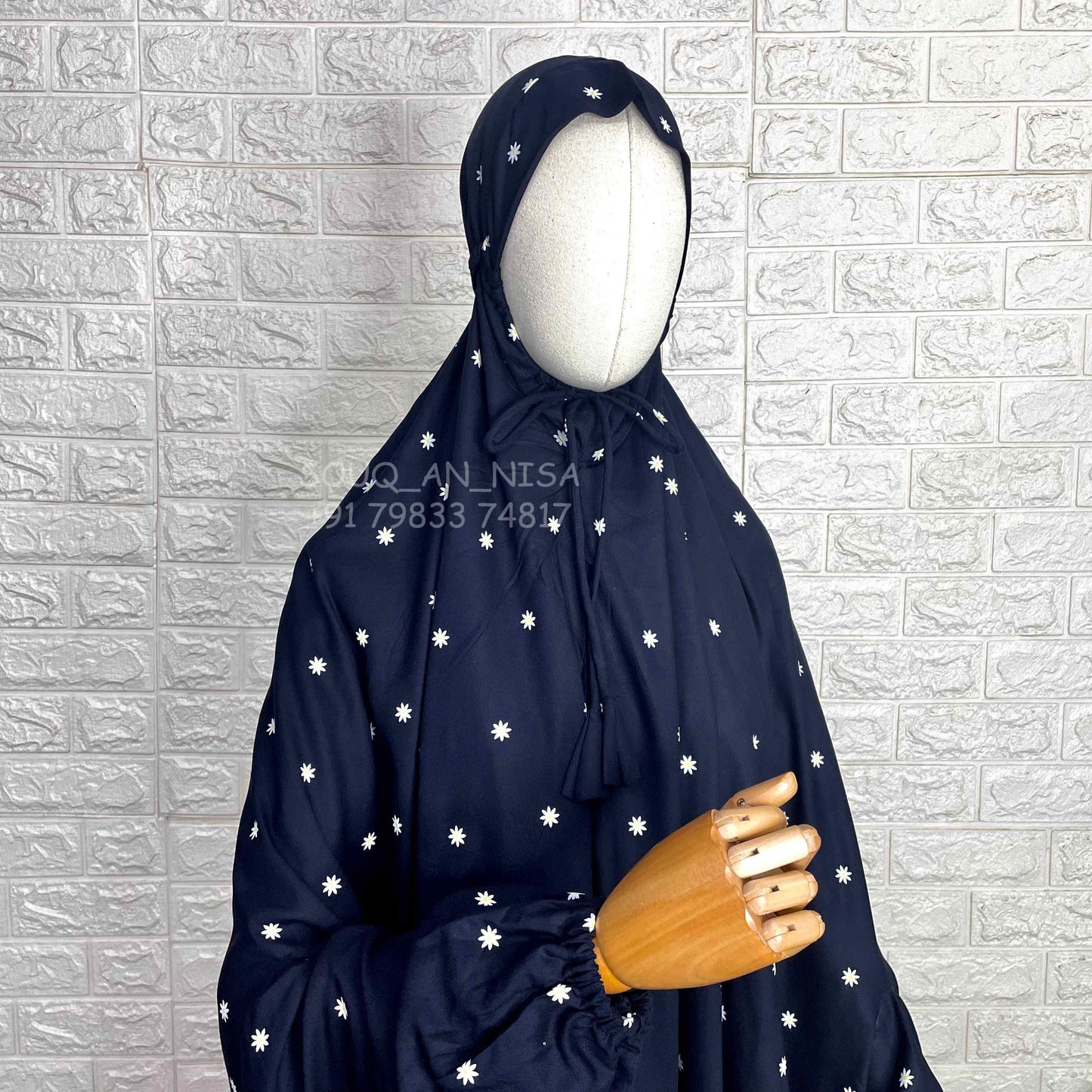 Navy Blue Rayon Cotton Salah Khimar