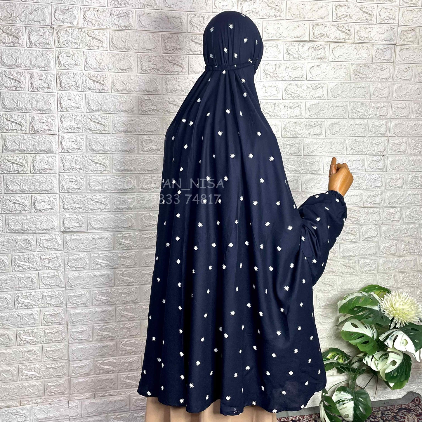 Navy Blue Rayon Cotton Salah Khimar