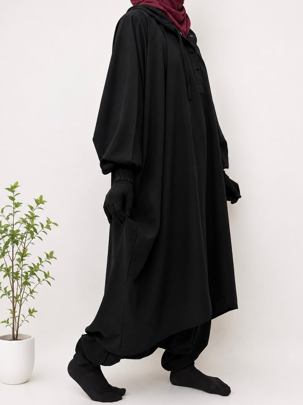 Black Sports Jilbab Set
