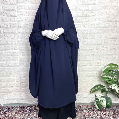 Navy blue jilbab with contrast black pant