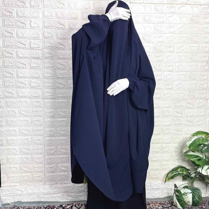 Navy blue jilbab with contrast black pant