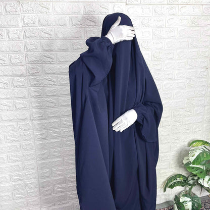 Navy blue jilbab with contrast black pant