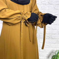 Henna Aline Abaya With Flower Sleeves And Ribbons