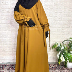 Henna Aline Abaya With Flower Sleeves And Ribbons