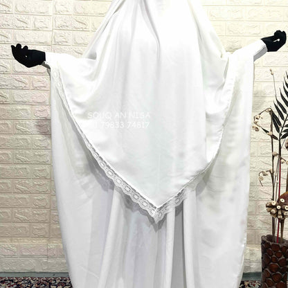 White Kaftan Abaya Khimar Set