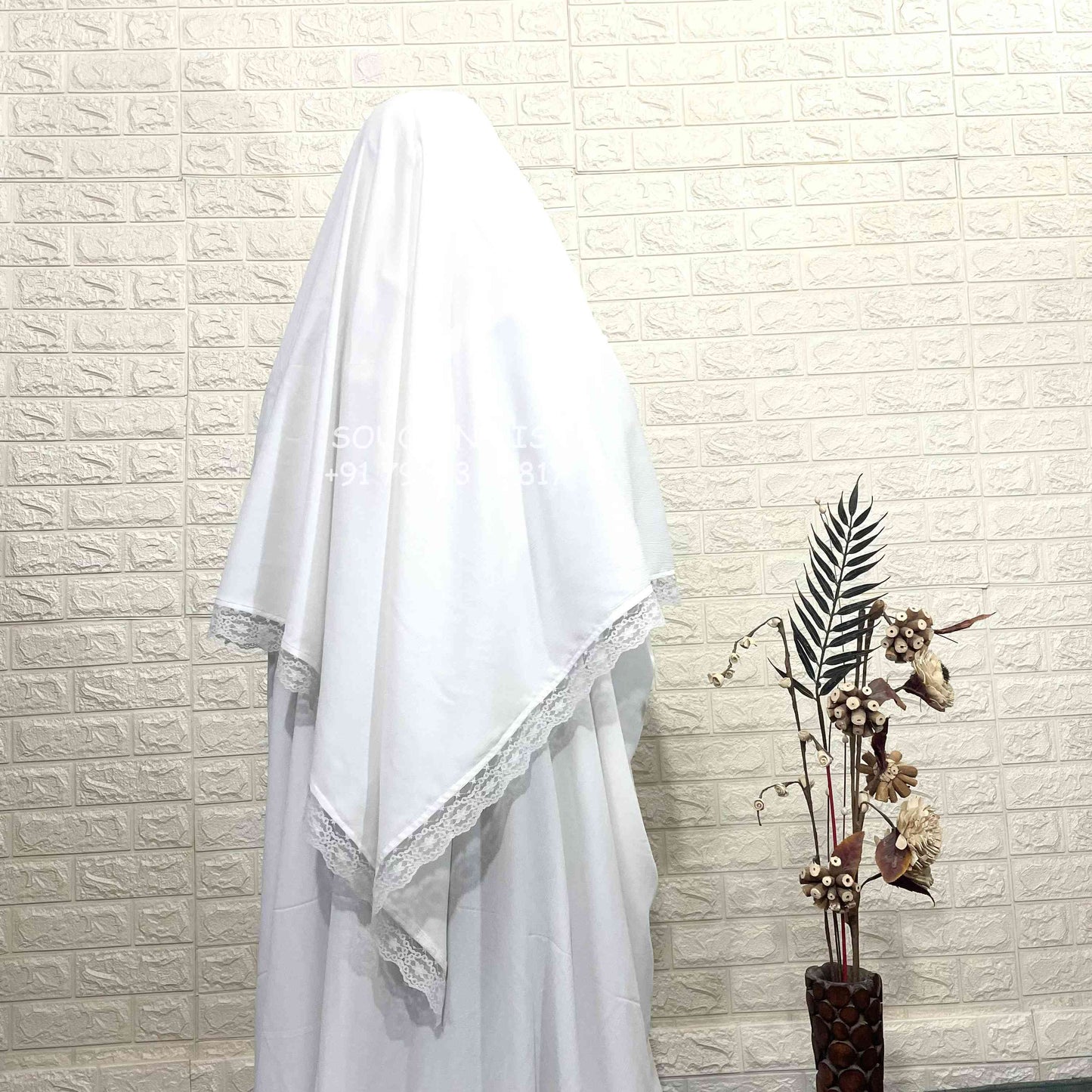 White Kaftan Abaya Khimar Set