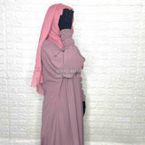 Dusty Mauve Basic Abaya With Smocked Sleeves