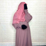 Dusty Mauve Basic Abaya With Smocked Sleeves