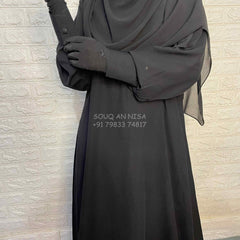 Black Basic Abaya With Cuff Sleeves