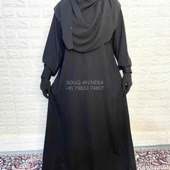 Black Basic Abaya With Cuff Sleeves