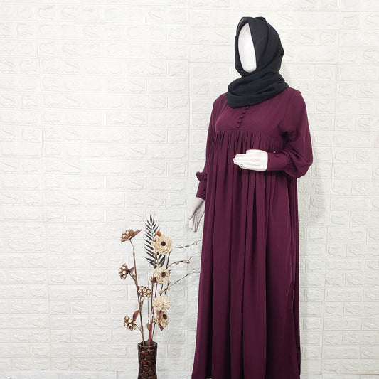 Plum Basic Frill Abaya