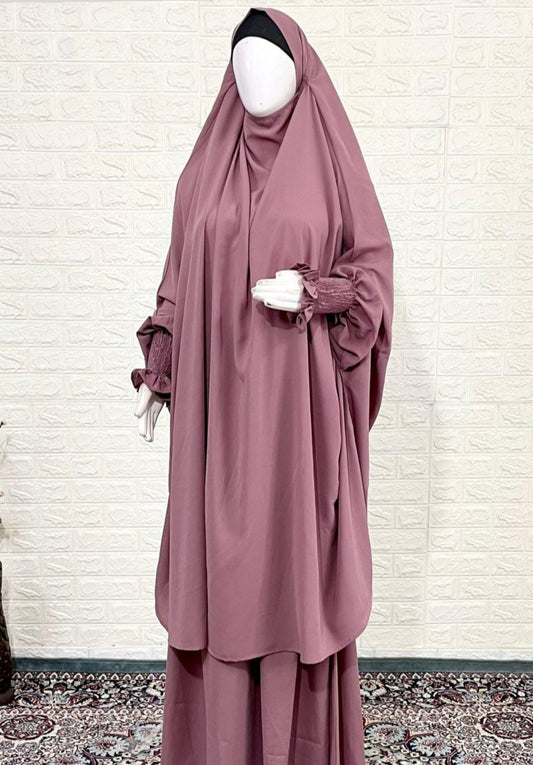 Two Pc Jilbab With Smocked Sleeves