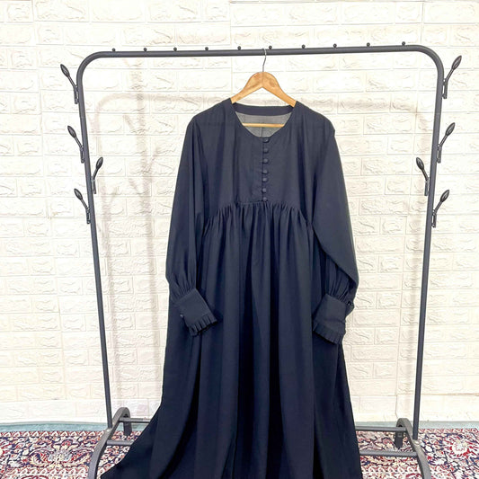 Black Basic Frill Abaya