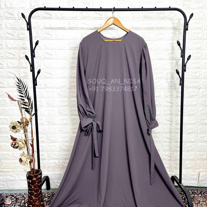 Lavender Ribbon Sleeves Abaya