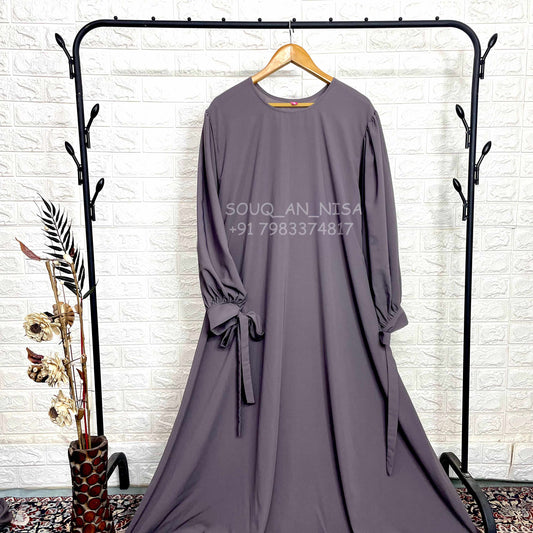 Lavender Ribbon Sleeves Abaya