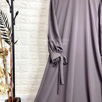 Lavender Ribbon Sleeves Abaya