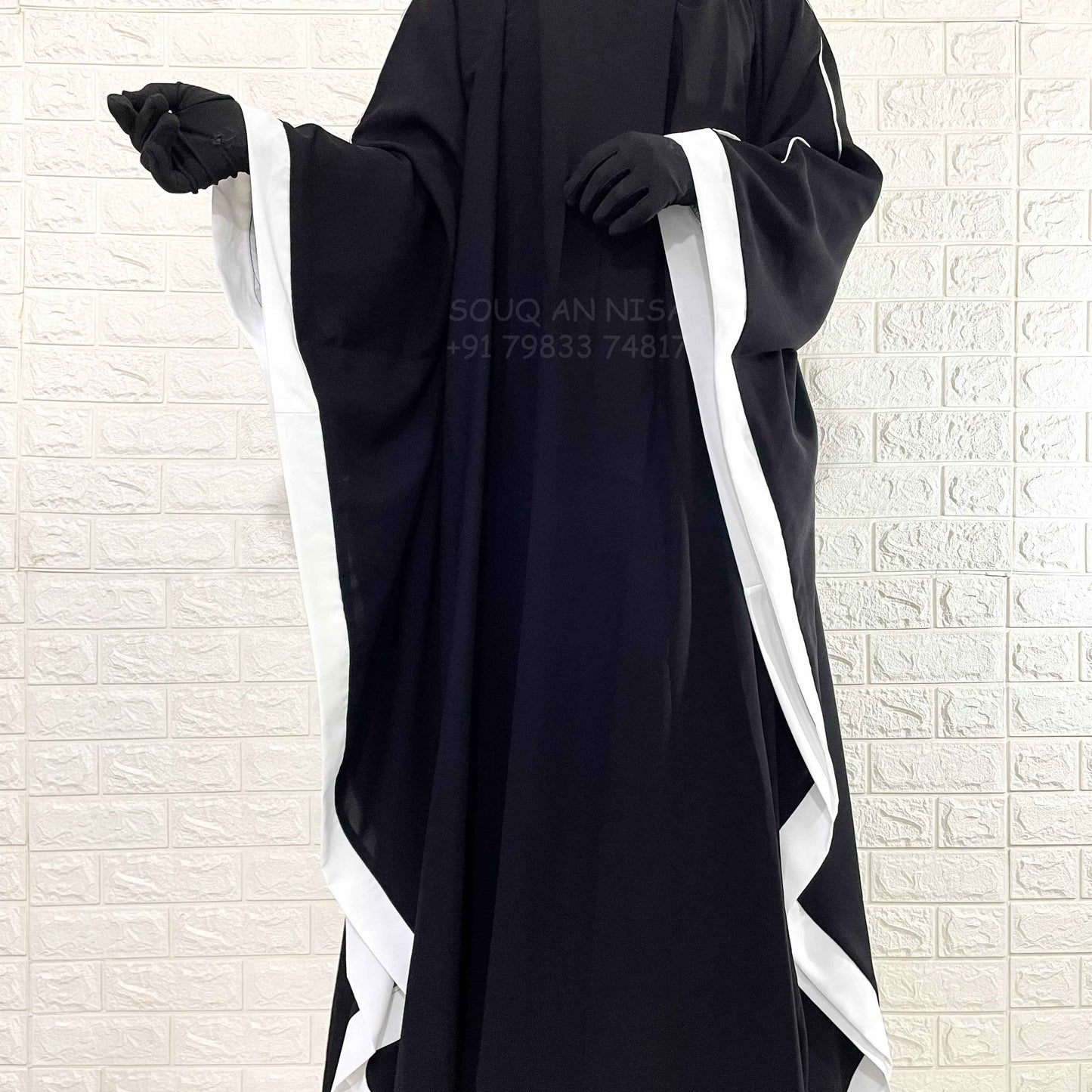 Black Kaftan Abaya With Border