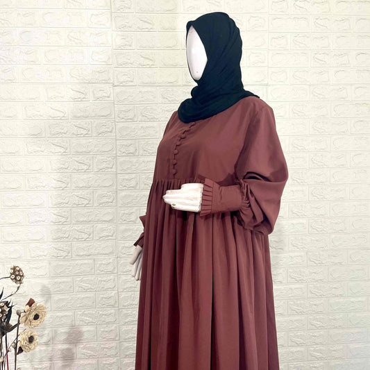 Pecan Frill Basic Abaya