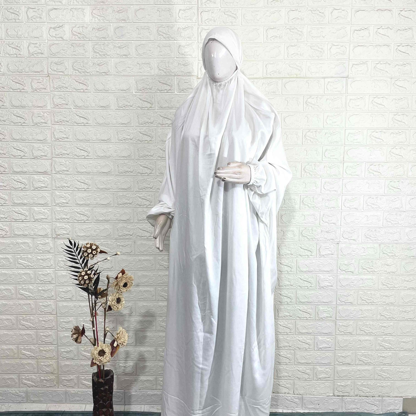 White Solid Prayer Jilbab