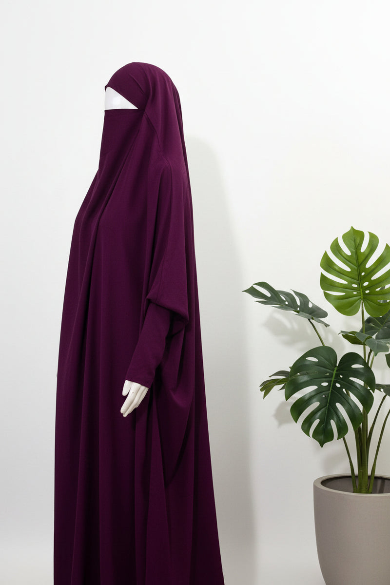 Plum Jilbab With Plain Sleeves