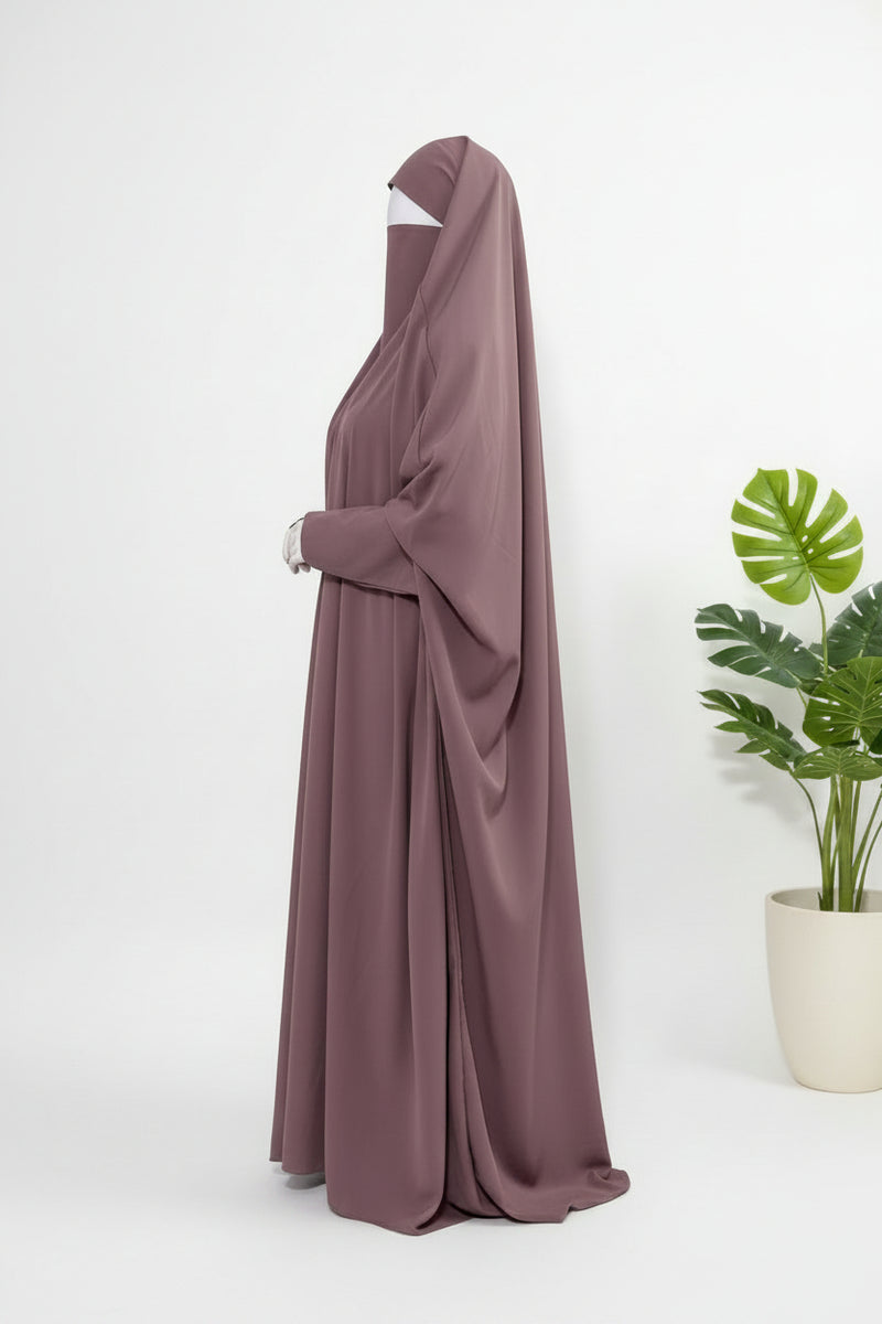 Dusty Mauve Jilbab With Plain Sleeves