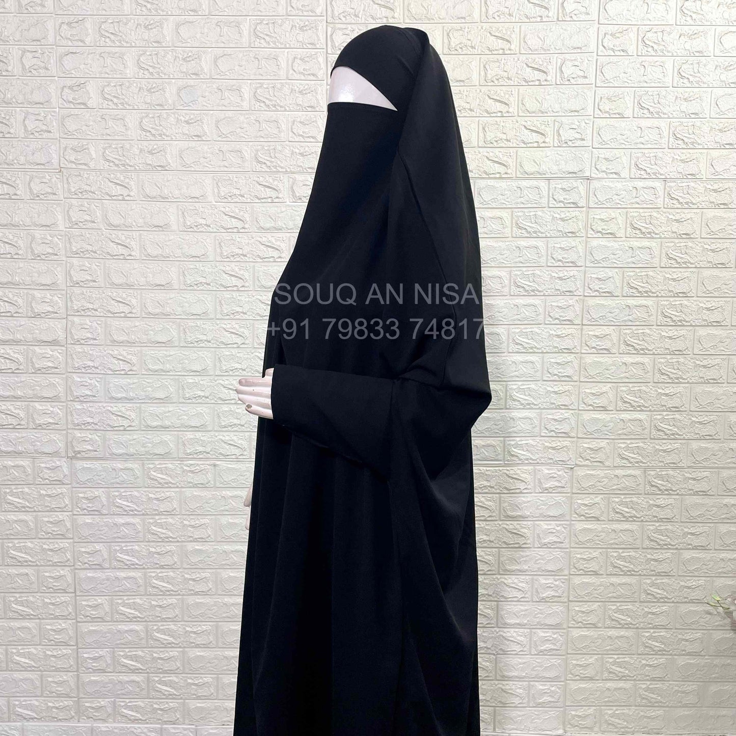 Black Jilbab With Plain Sleeves