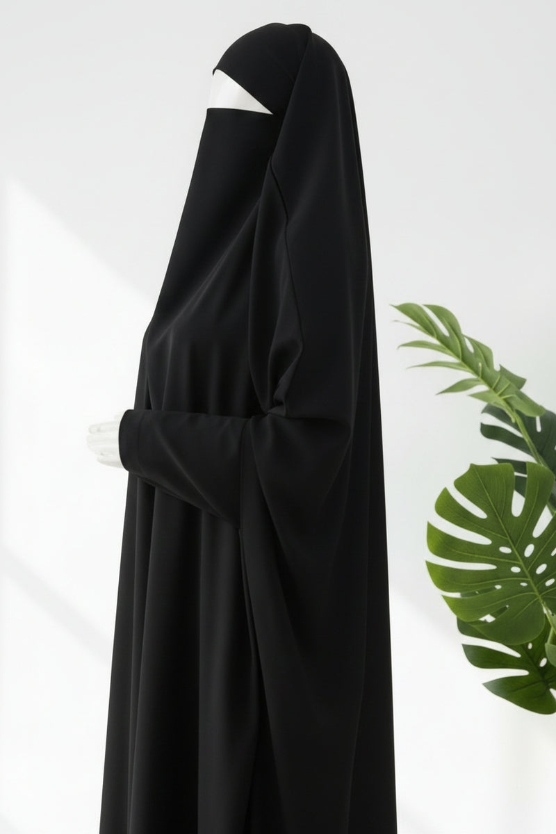 Black Jilbab With Plain Sleeves