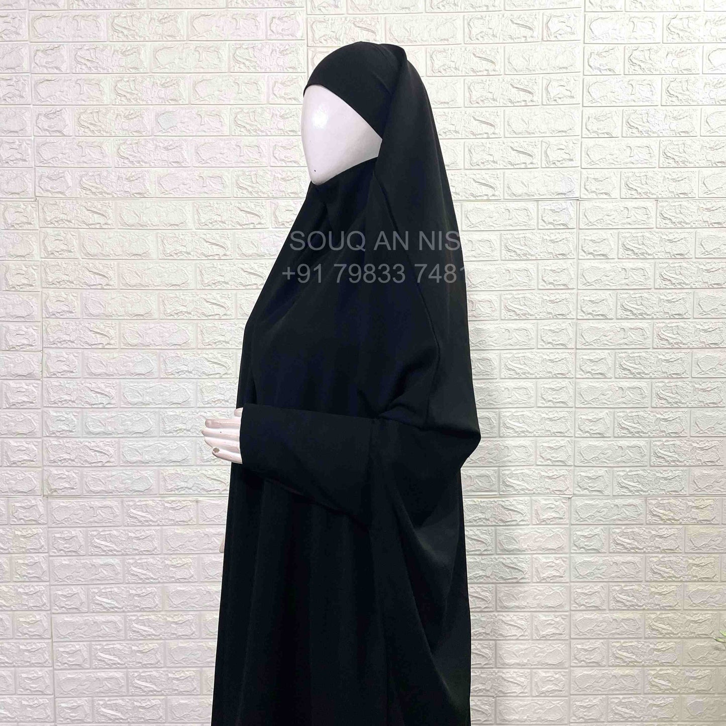 Black Jilbab With Plain Sleeves