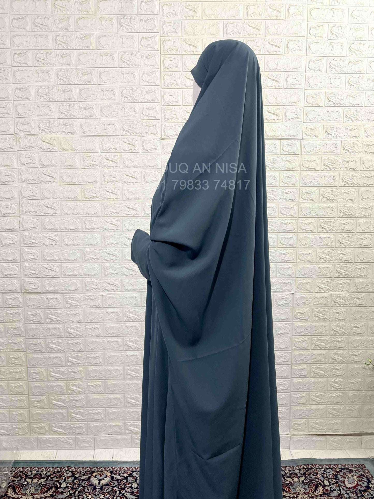 Grey Jilbab With Plain Sleeves