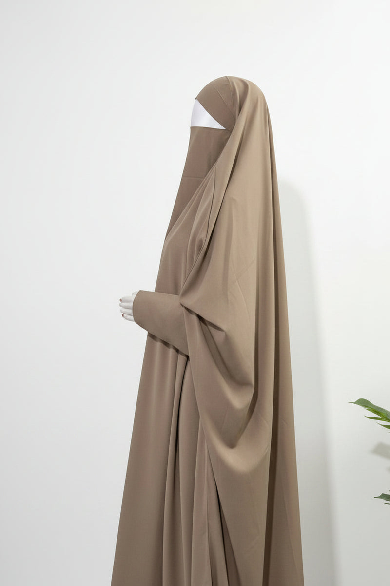 Beige Jilbab With Plain Sleeves