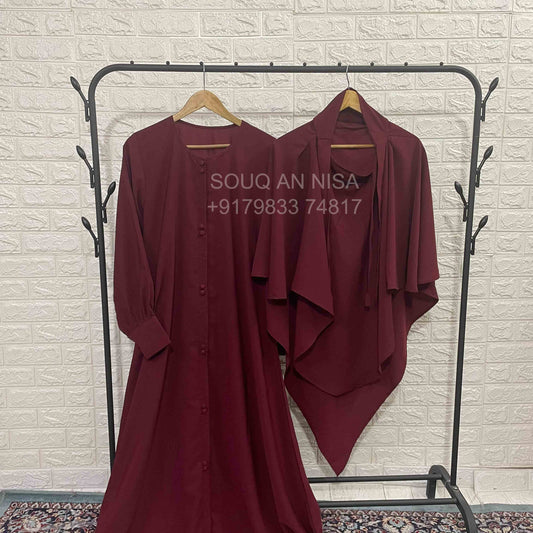 Maroon Abaya Or Khimar Set