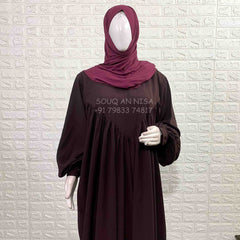 V-Shape Basic Frill Abaya