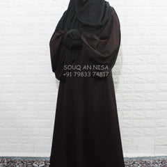 Brown A line Abaya With Baggy Sleeves