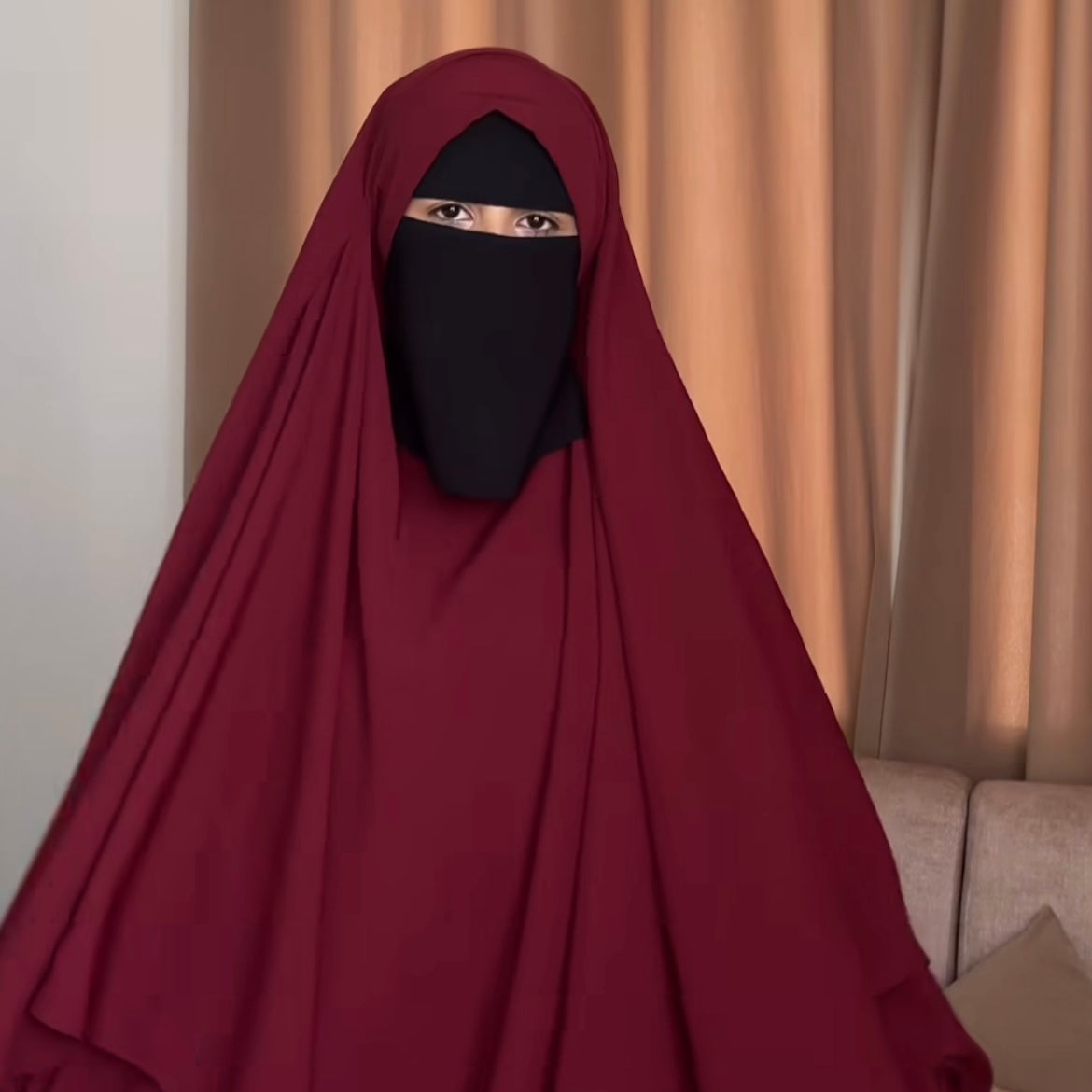 Maroon Kaftan Abaya Or Khimar Set