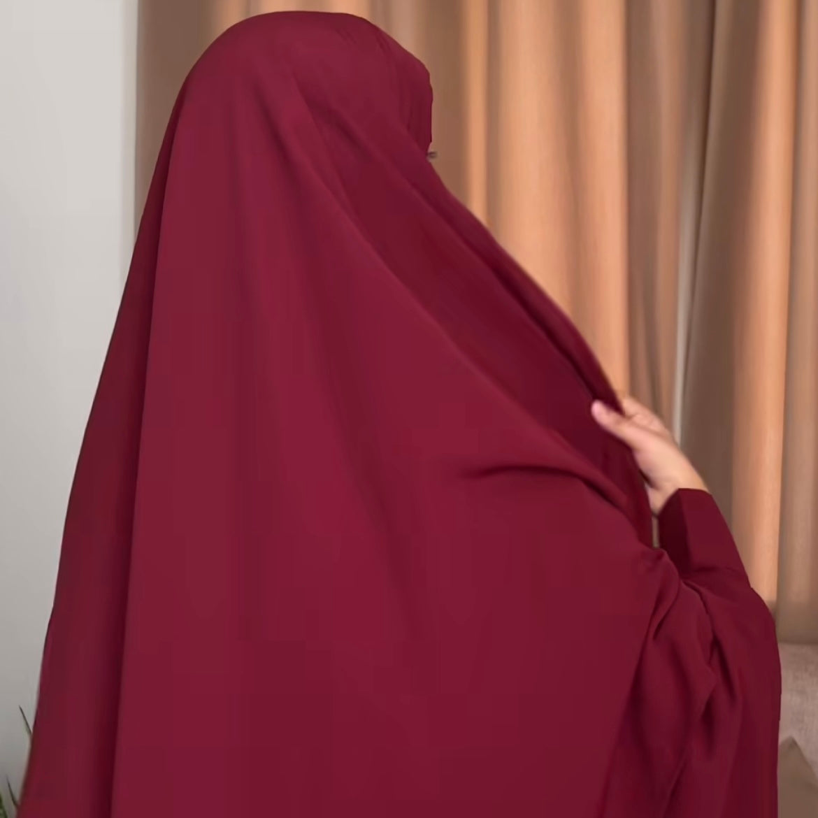 Maroon Kaftan Abaya Or Khimar Set