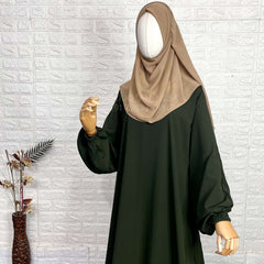 Basic A-Line Abaya With Elastic Sleeves