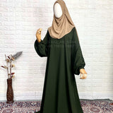 Basic A-Line Abaya With Elastic Sleeves