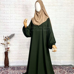 Basic A-Line Abaya With Elastic Sleeves