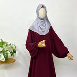 Maroon A-line abaya with baggy sleeves