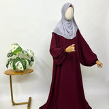 Maroon A-line abaya with baggy sleeves