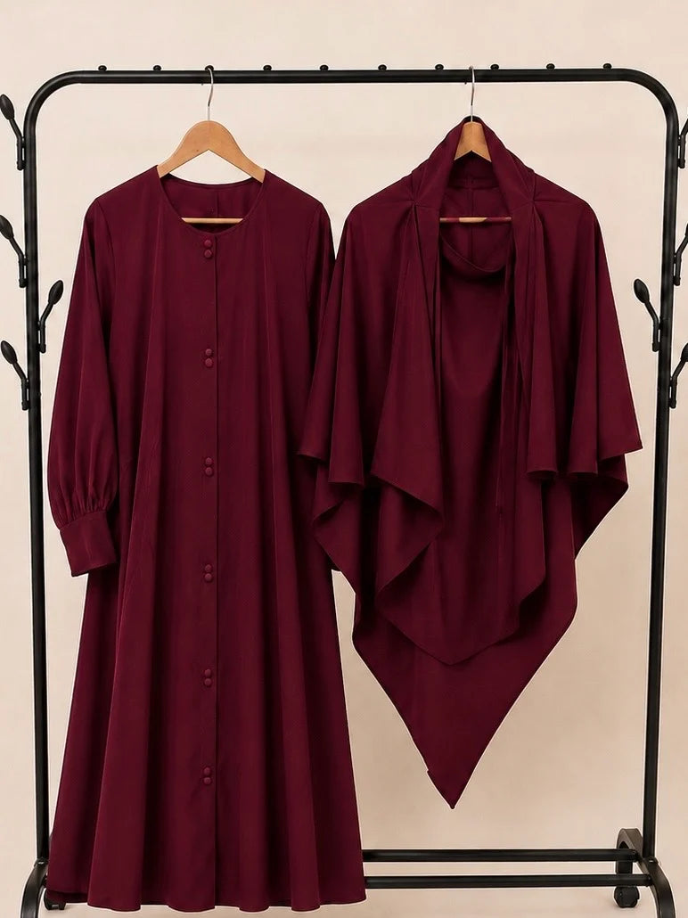 Maroon Abaya Or Khimar Set