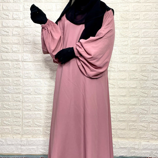 Pastel Pink Abaya With Baggy Sleeves