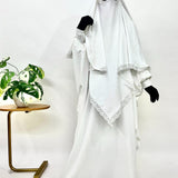 White Kaftan Abaya Khimar Set