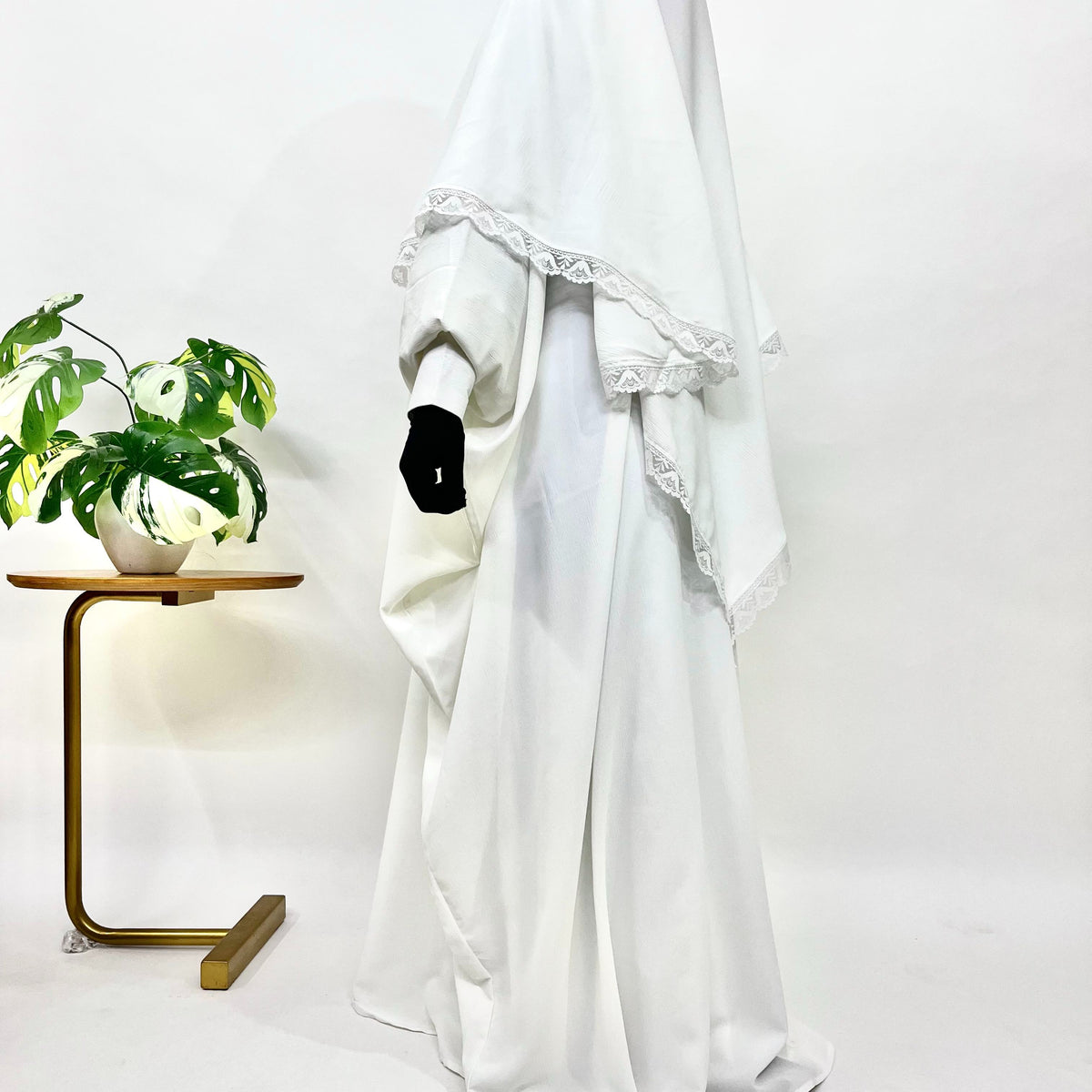 White Kaftan Abaya Khimar Set